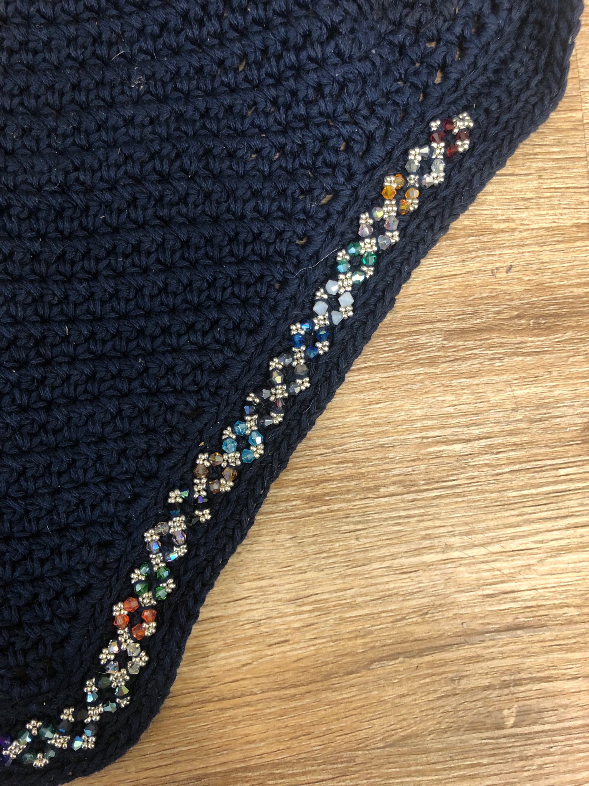 Bonnets By Sandy Navy &amp; Multicolour Crystal Trim Bonnet