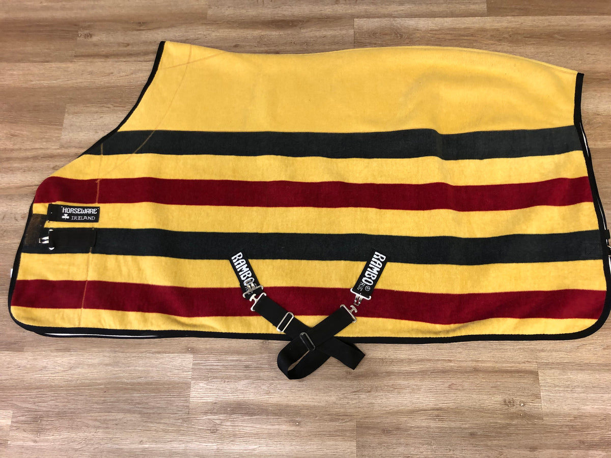 Rambo Deluxe Fleece Gold/Red/Black - 66” - Horse &amp; Hound Tack Shop 