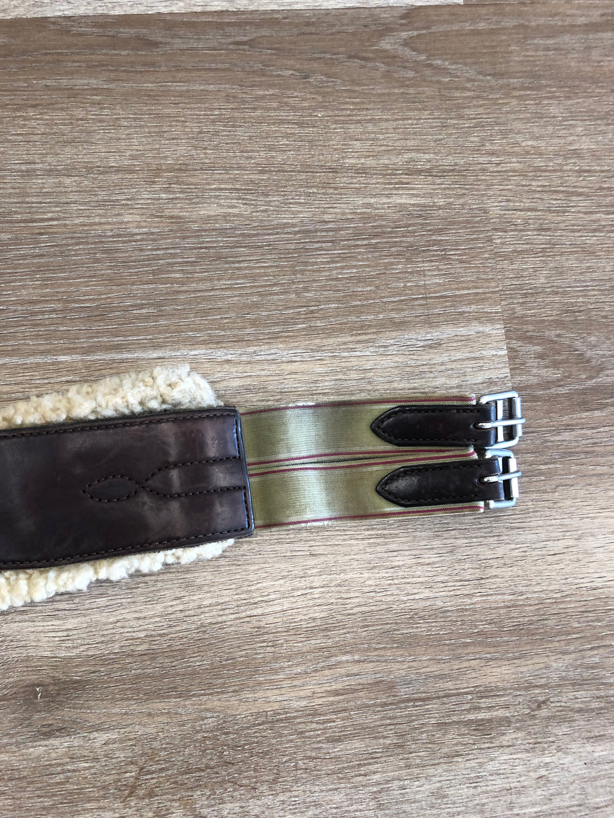 Leather Girth w/ Removable Fleece - 54” - Horse &amp; Hound Tack Shop 