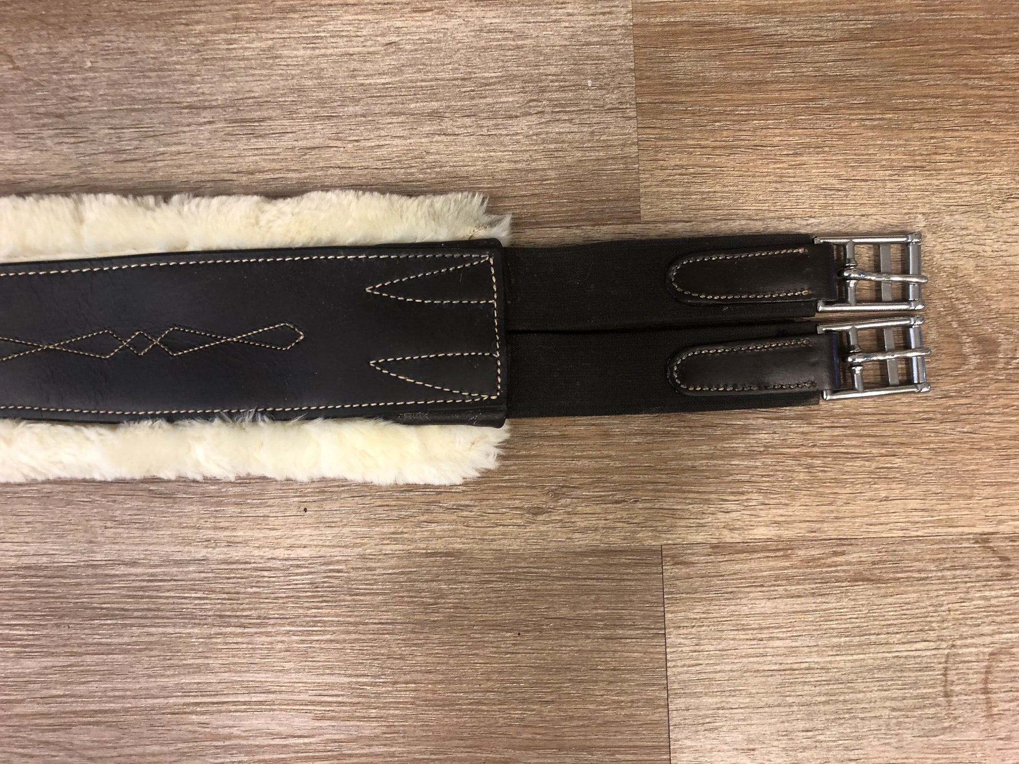 Mondega Fuzzy Leather Girth Dark Brown/Natural - 50”