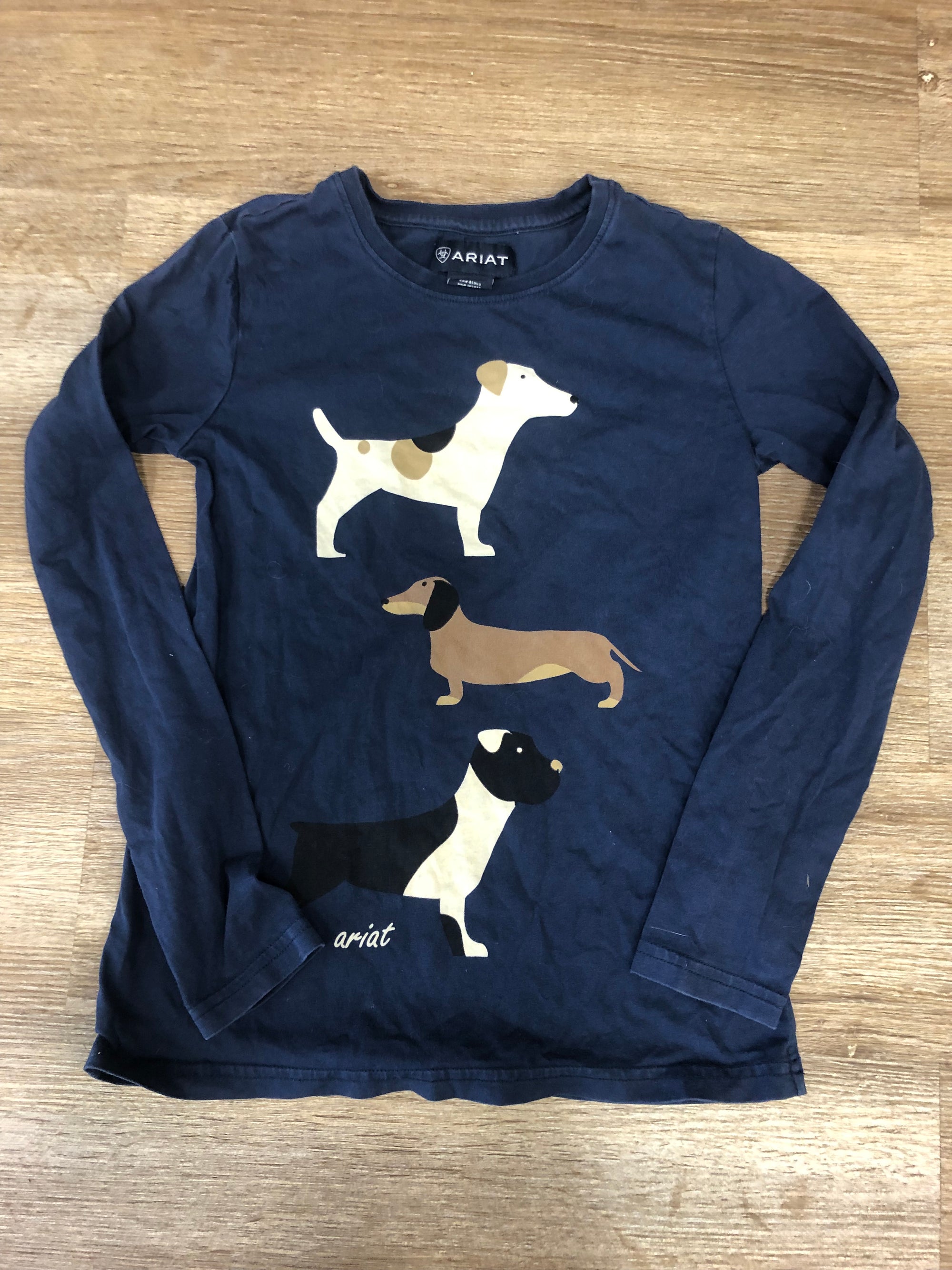 Kids Ariat Navy Dog Long Sleeve - S/8