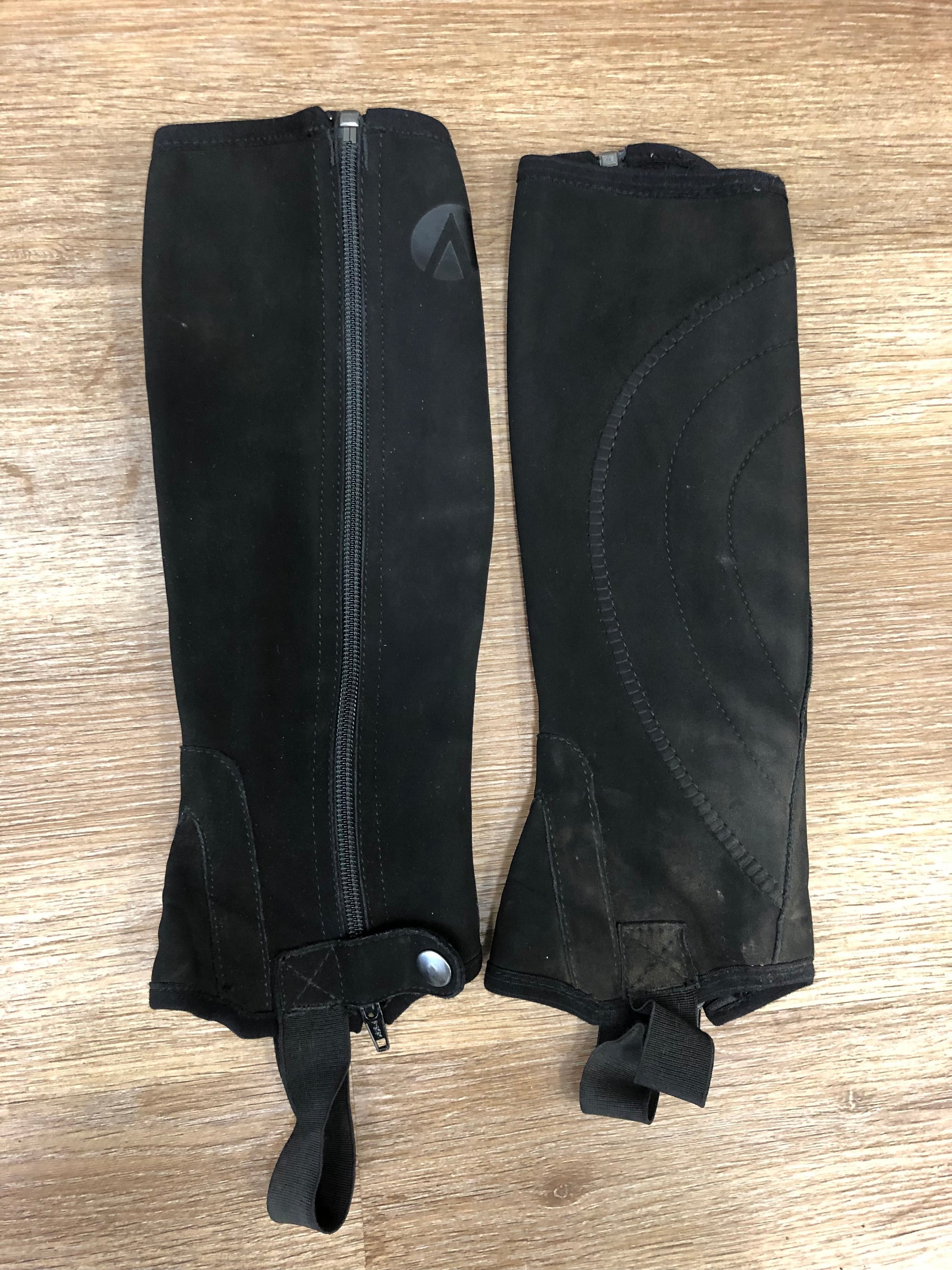 Kids Auken Wash N Wear Black Synthetic Half Chaps - L