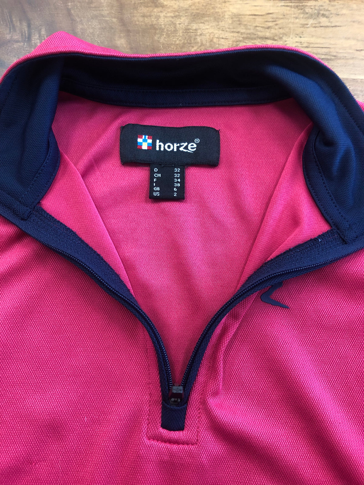 Fine Used Ladies Horze 1/4 Zip Short Sleeve - Pink/Size 2