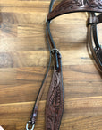 Brown Leather Western Headstall with Tooling