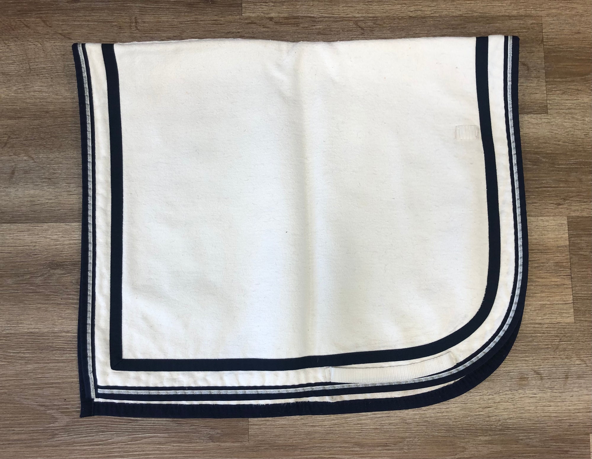 White w/ Navy Trim Dressage Saddle Cloth