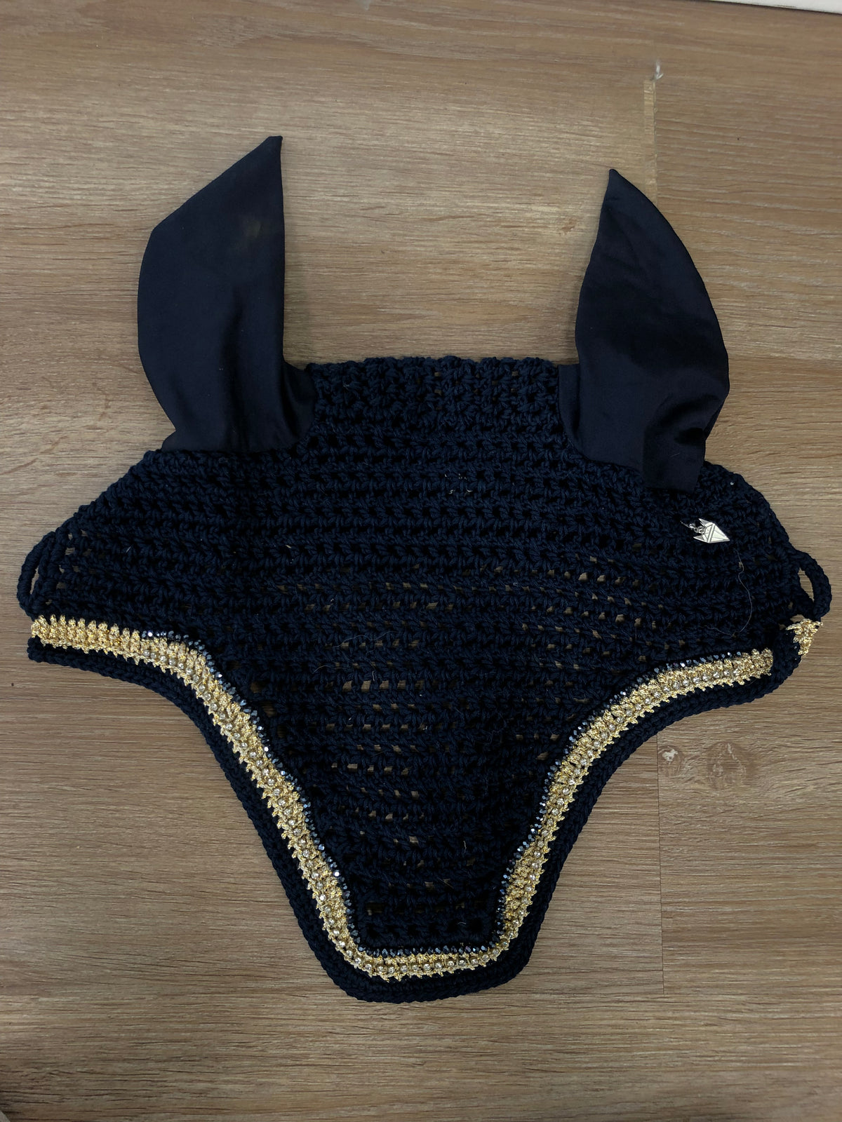De La Coeur Bonnet Navy w/ Gold Gems - Horse &amp; Hound Tack Shop 