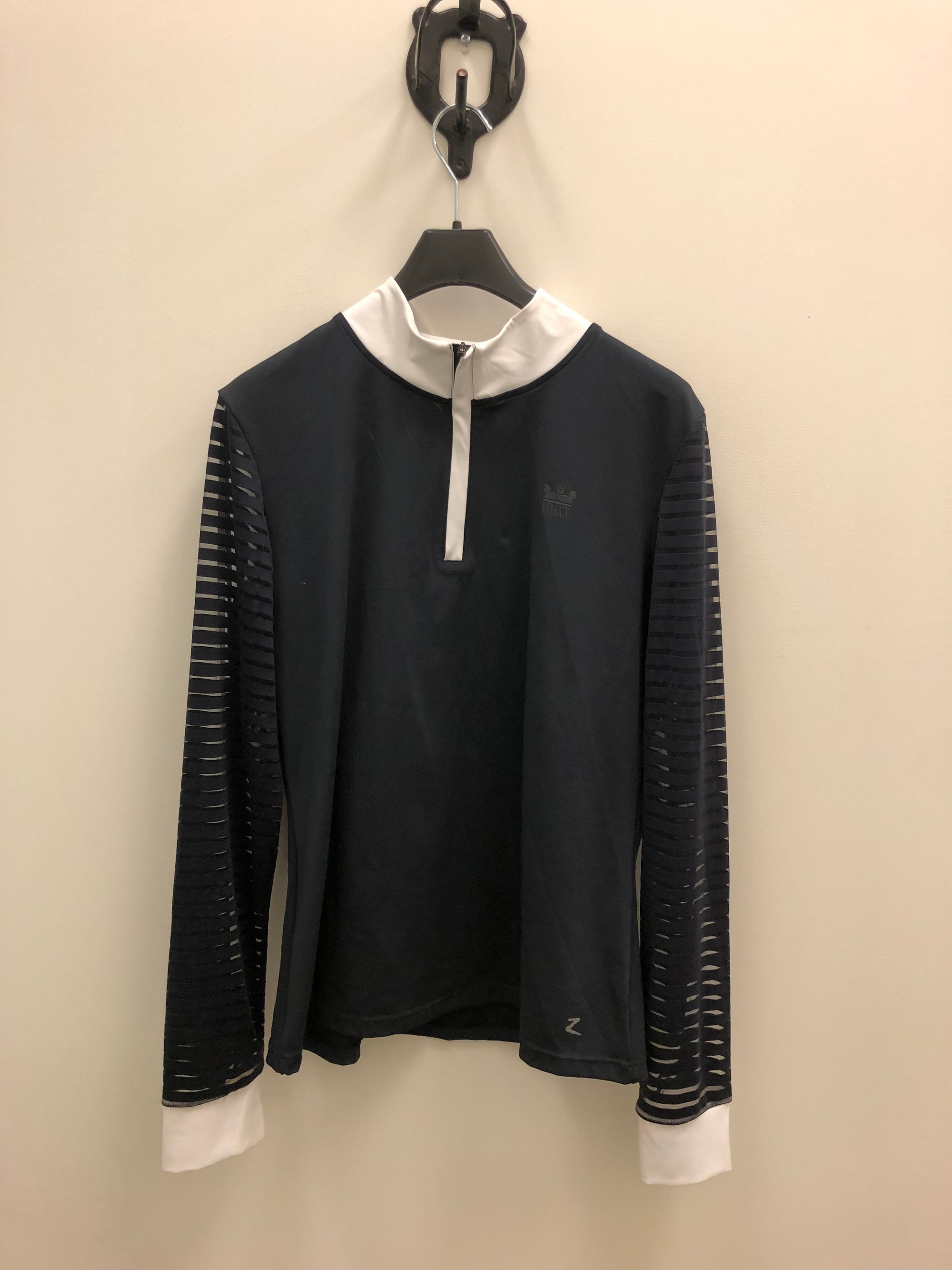 Horze Black Long Sleeve Show Shirt w/ Mesh Sleeves - 12