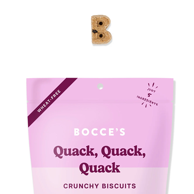 Bocce’s Bakery Crunchy Quack, Quack, Quack Duck & Blueberry Biscuits - Horse & Hound Tack Shop 