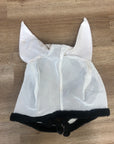 White Mesh Fly Mask w/ Ears & Fuzzy Trim