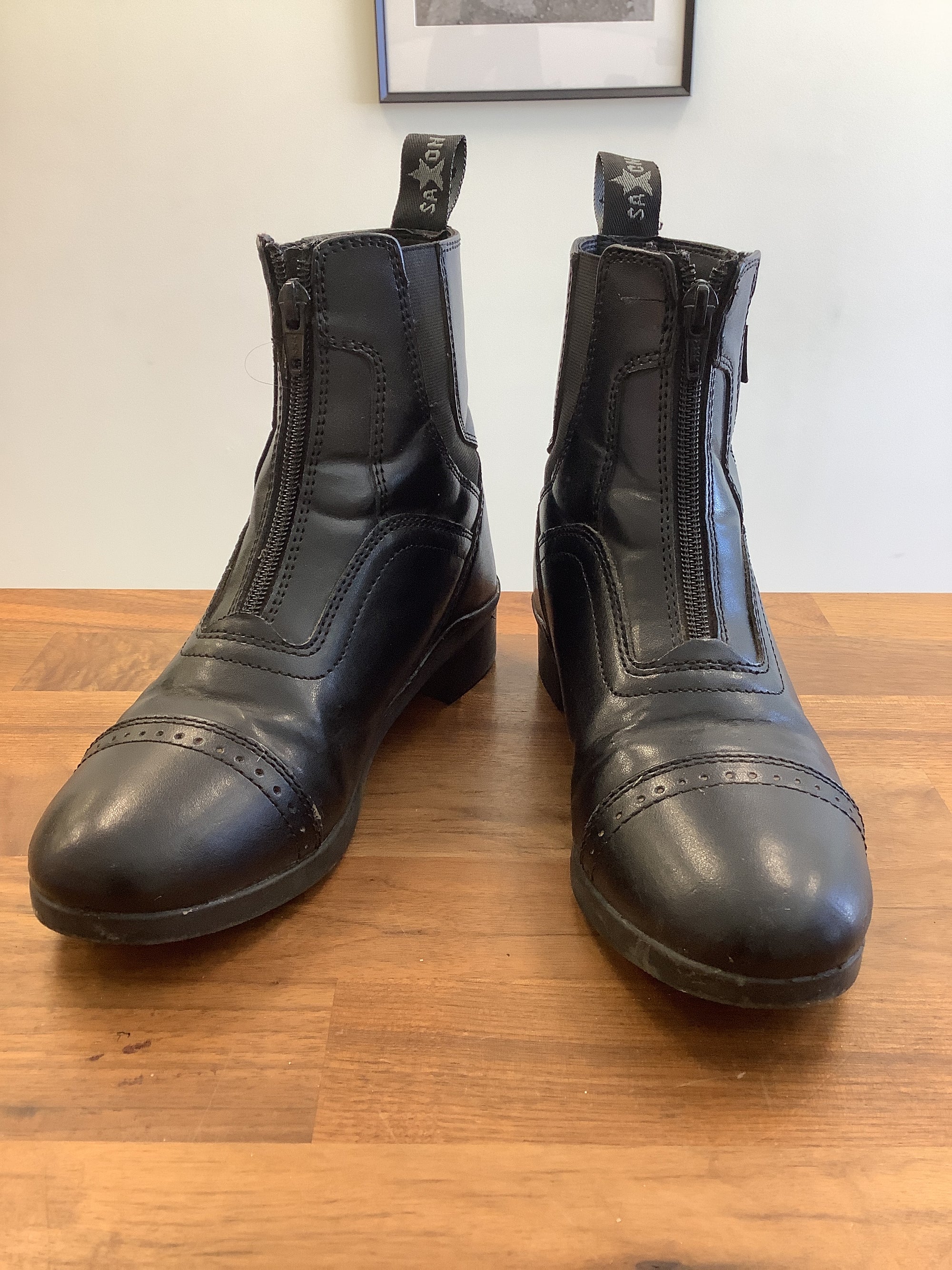 Fine Used Saxon Synthetic Kids Paddock Boots, 4 - Horse & Hound Tack Shop 