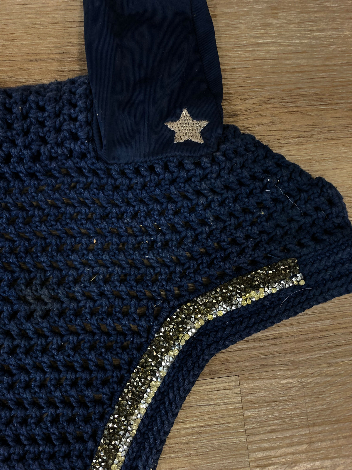 EquStar Bonnet Navy Blue w/ Yellow Gems “Ramsay” - Horse & Hound Tack Shop 