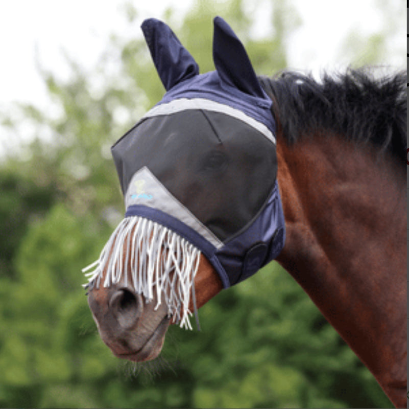 Shires Fly Guard Pro Fine Mesh Fly Mask with Ears &amp; Nose Fringe - Horse &amp; Hound Tack Shop 