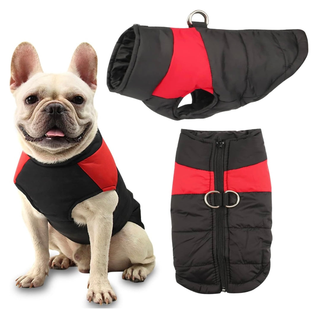 DYAprWu Dog Padded Vest Zip Up Jacket with Dual D Ring Harness and Stand-up Collar
