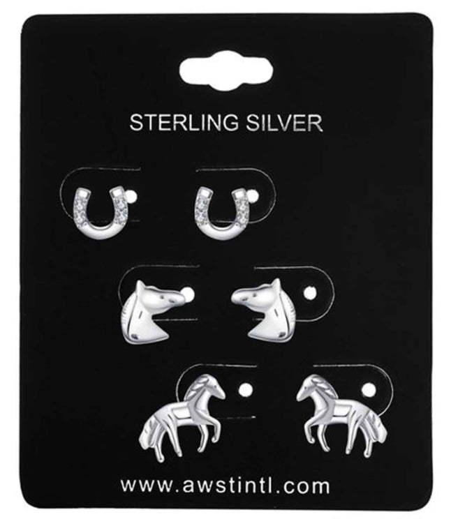AWST Sterling Silver Horse Themed Earrings (Set of 3) - Horse & Hound Tack Shop 