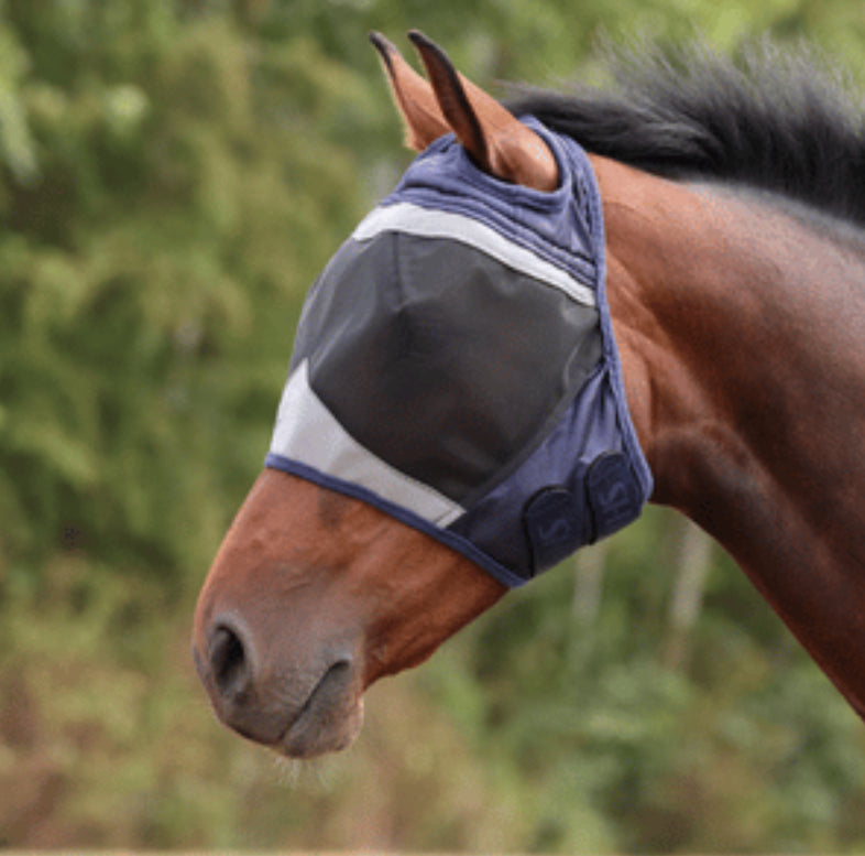 Shires FlyGuard Pro Fine Mesh Fly Mask with Ear Holes - Horse &amp; Hound Tack Shop 