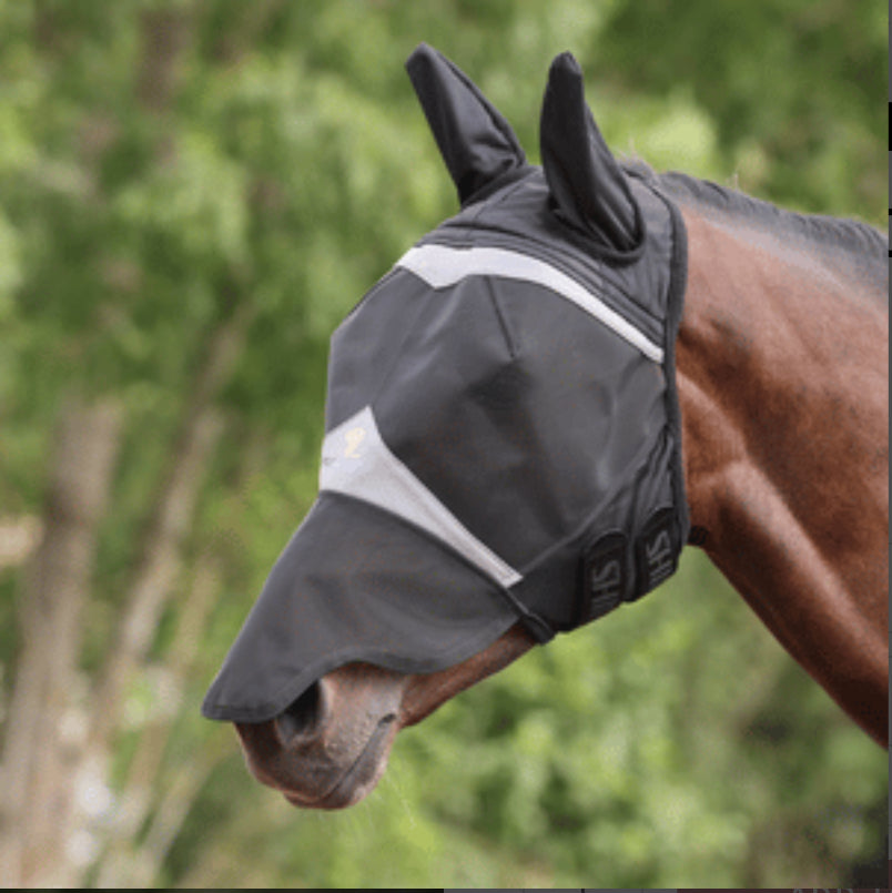 Shires Fly Guard Pro Fine Mesh Fly Mask with Ears &amp; Nose - Horse &amp; Hound Tack Shop 