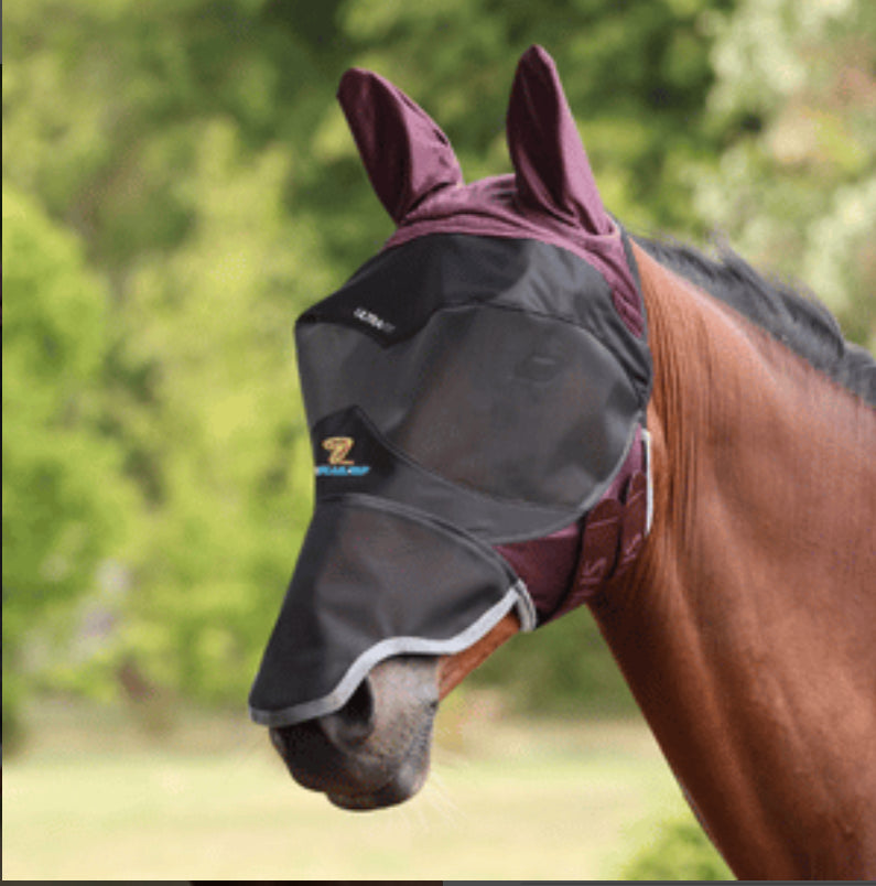 Shires Fly Guard Pro Deluxe Fly Mask with Ears &amp; Nose - Horse &amp; Hound Tack Shop 
