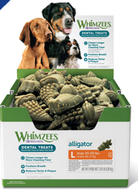 Whimzees Alligator Dental Chews for Dogs - Large