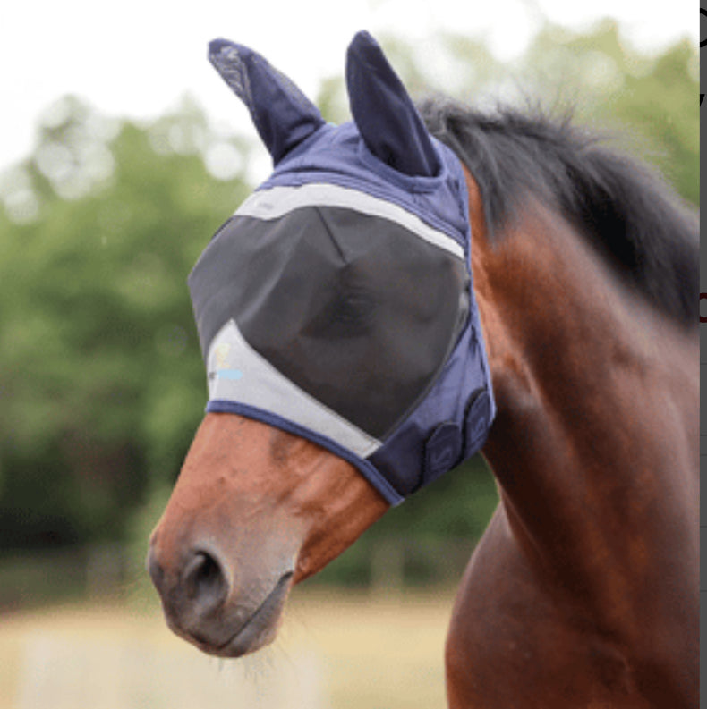Shires FlyGuard Pro Fine Mesh Fly Mask with Ears - Horse &amp; Hound Tack Shop 