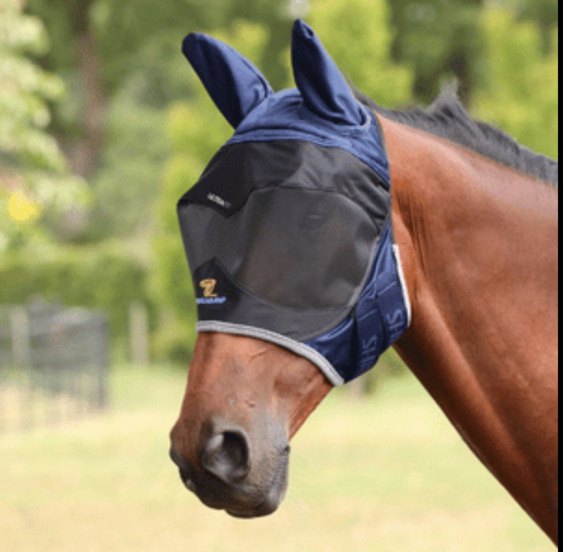 Shires Fly Guard Pro Deluxe Fly Mask with Ears - Horse &amp; Hound Tack Shop 