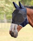 Shires Fly Guard Pro Deluxe Fly Mask with Ears & Nose Fringe - Horse & Hound Tack Shop 