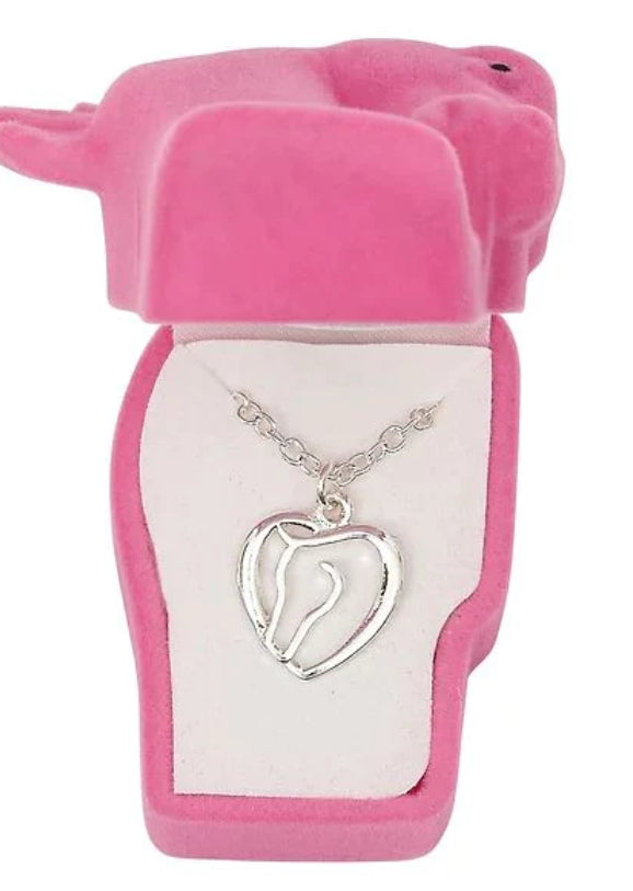 AWST Horse Head Heart Necklace with Horse Head Gift Box