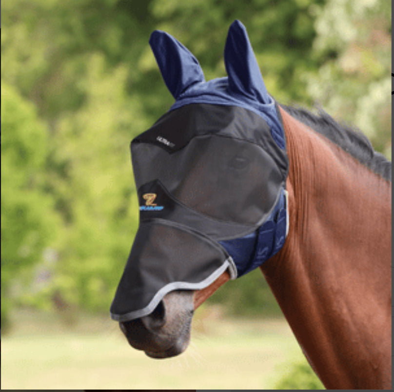 Shires Fly Guard Pro Deluxe Fly Mask with Ears &amp; Nose - Horse &amp; Hound Tack Shop 