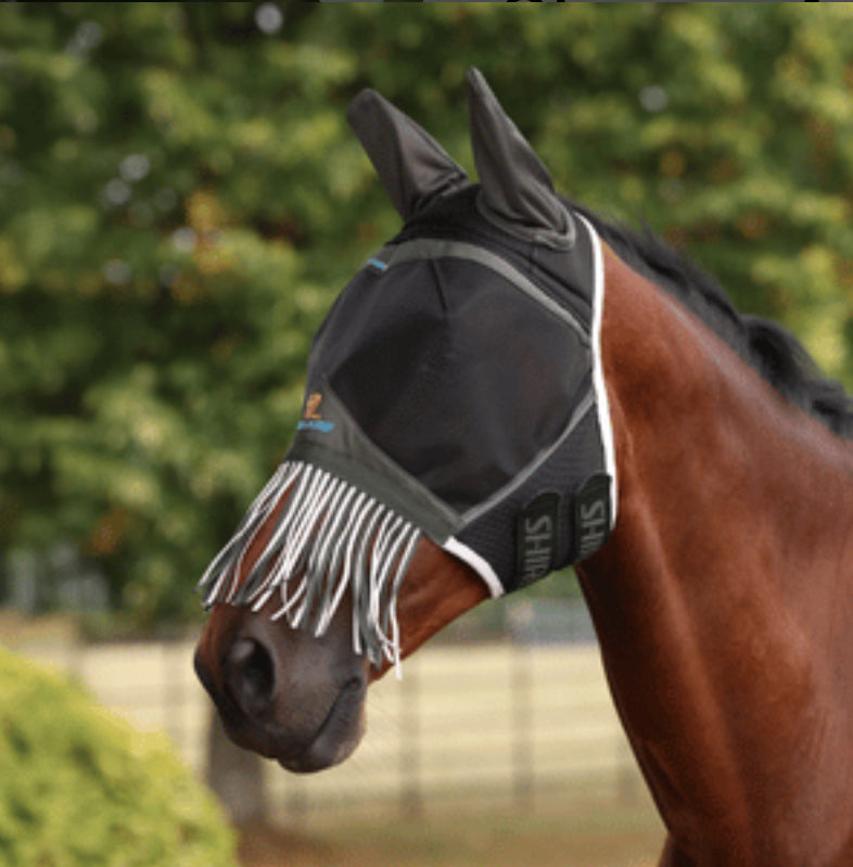 Shires Air Motion Fly Mask w/Ears and Nose Fringe - Horse & Hound Tack Shop 