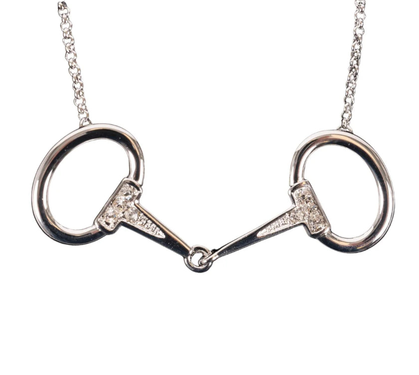 AWST Rhodium & CZ Snaffle Bit Necklace