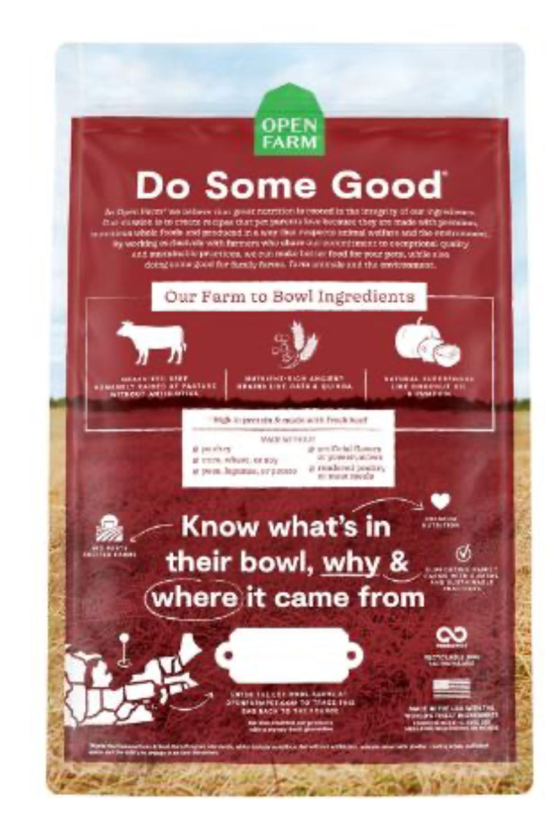 Open Farm Grass Fed Beef & Ancient Grains Adult Dry Dog Food - Horse & Hound Tack Shop 