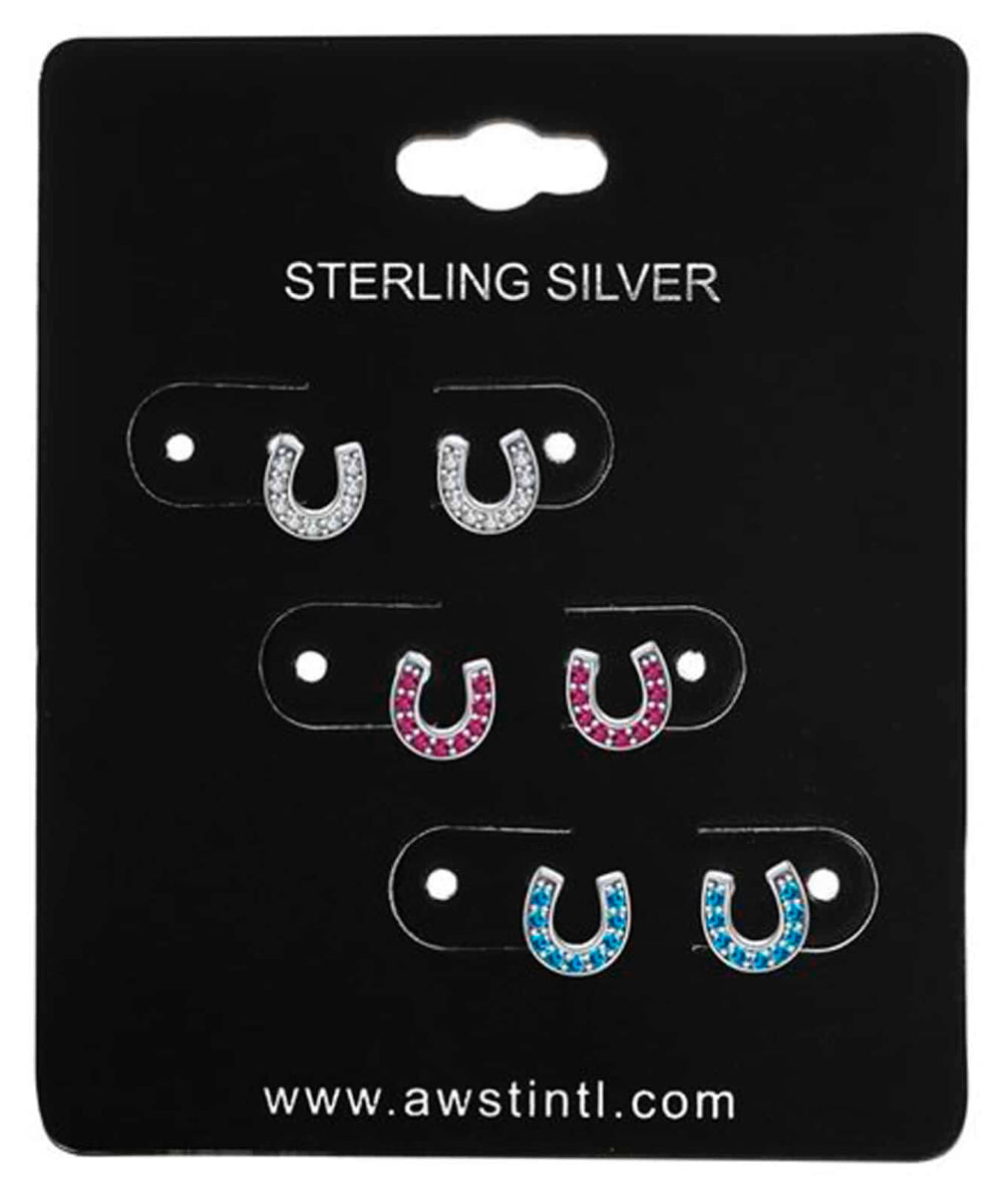 AWST Crystal Horseshoe Earrings (Set of 3) - Horse & Hound Tack Shop 