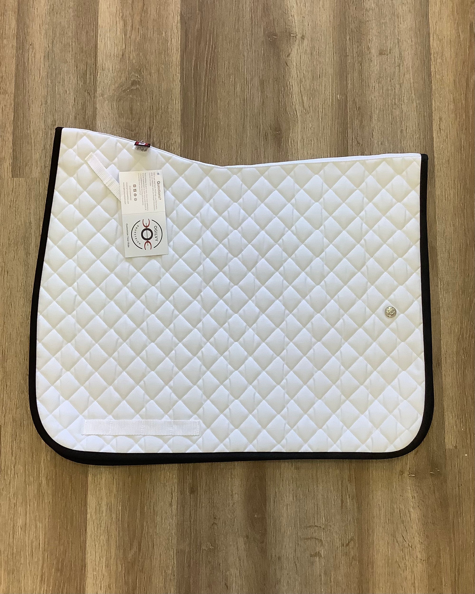 Ogilvy Dressage Profile Pad (White/Black Binding) - Horse &amp; Hound Tack Shop 