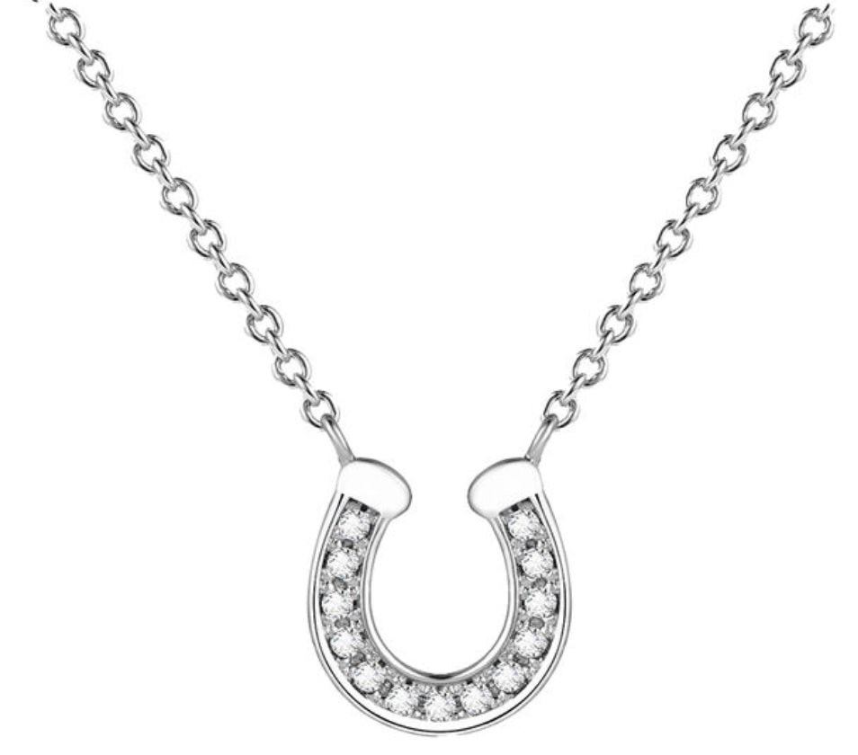 AWST International Rhodium and Cubic Zirconia Horseshoe Necklace