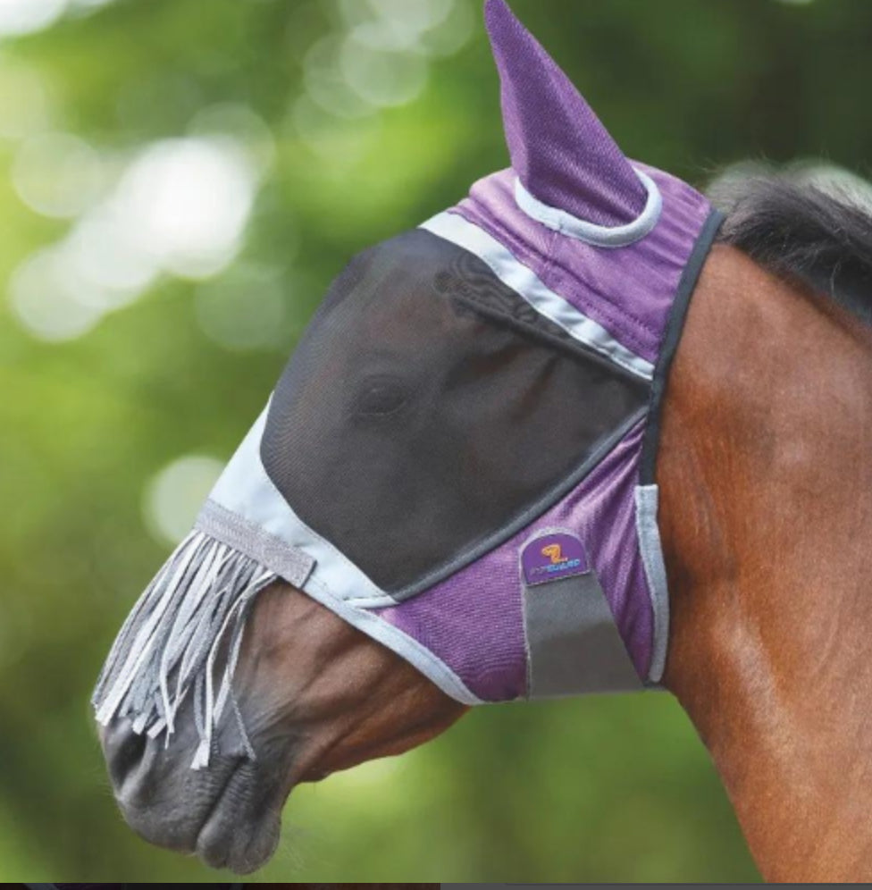 Shires Deluxe Fly Mask with Ears & Nose Fringe - Horse & Hound Tack Shop 