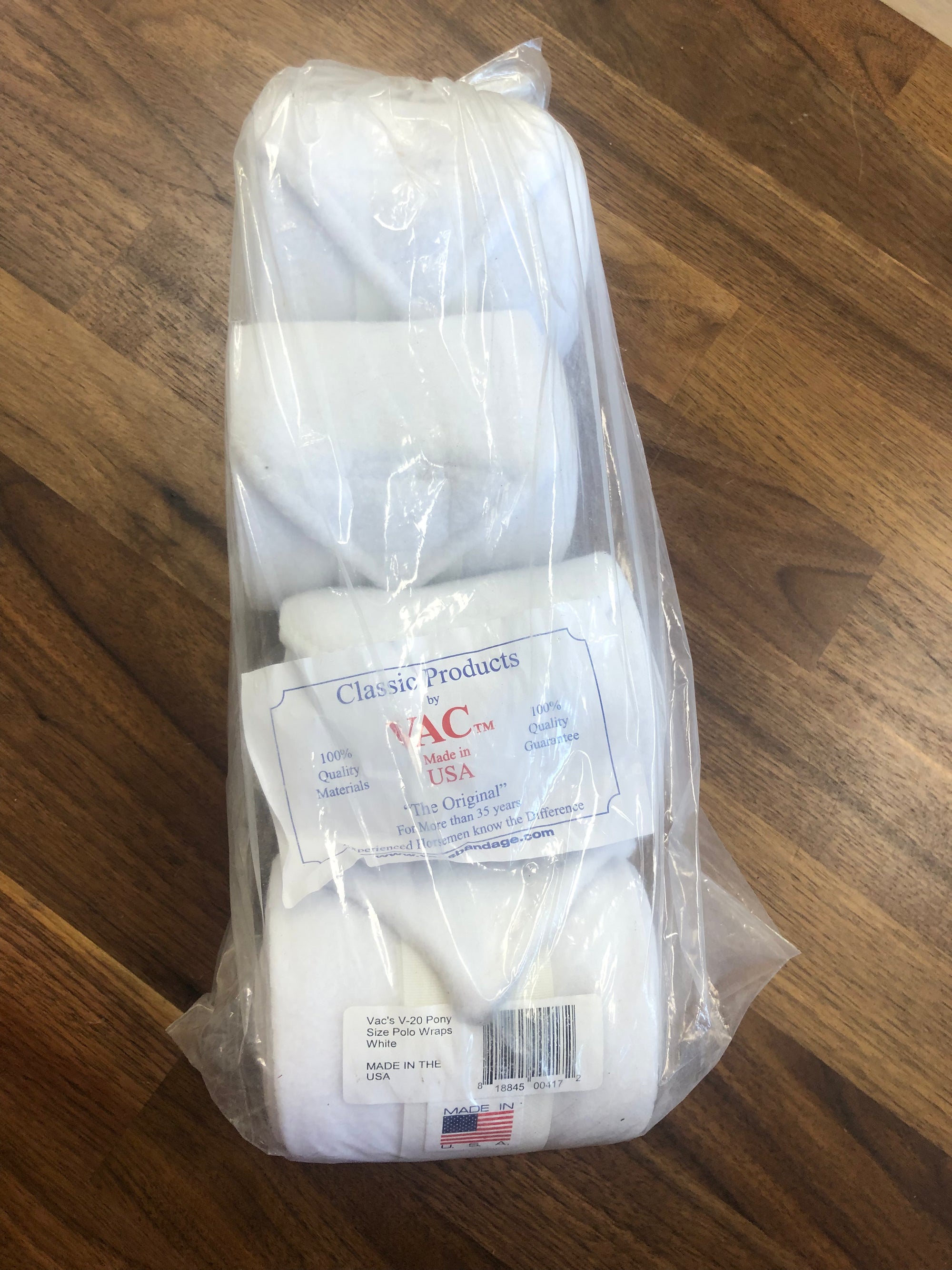 Fine Used *New Vac’s V-20 Pony size Polo Wraps - White - Horse & Hound Tack Shop 
