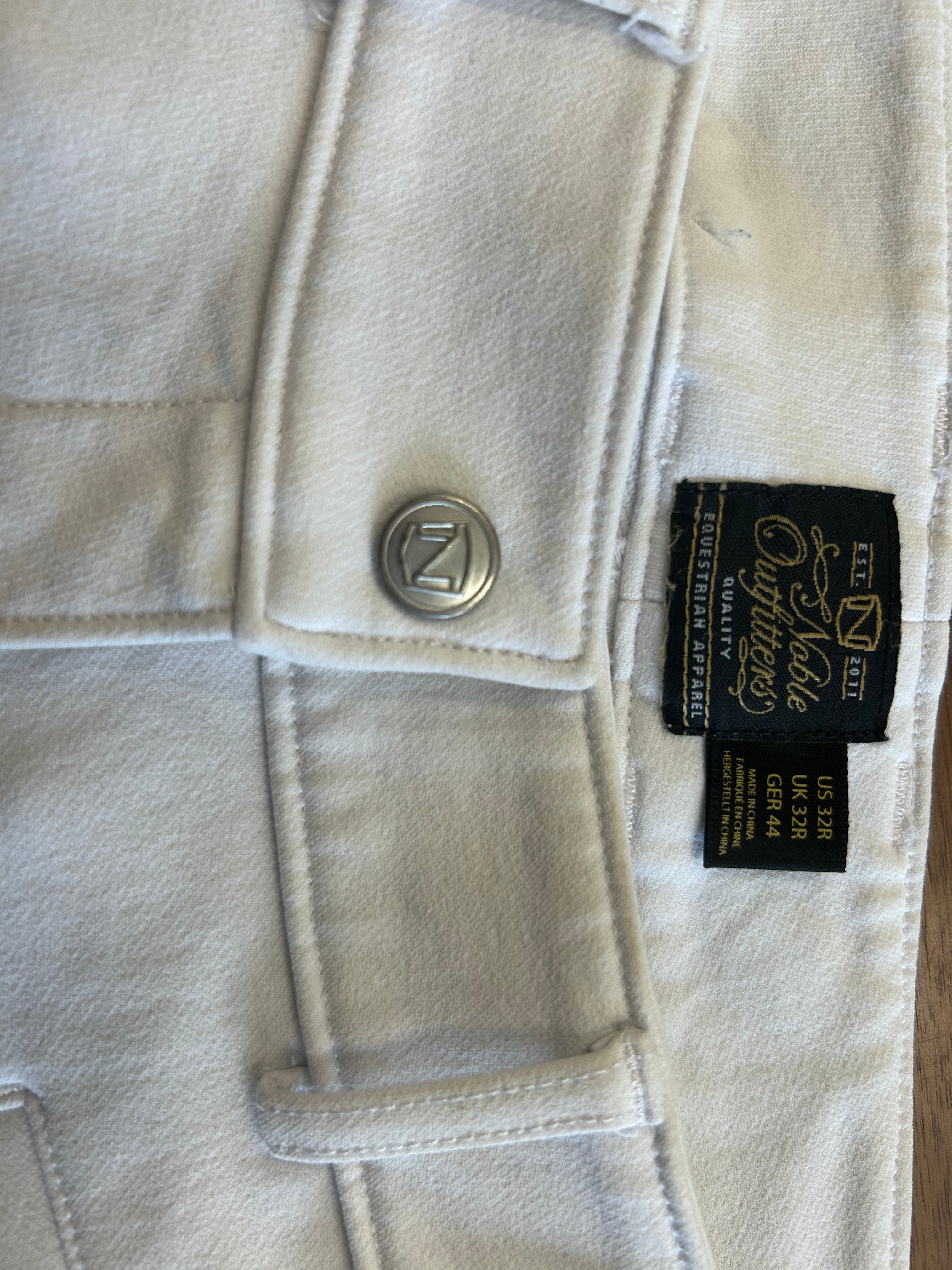 Fine Used Ladies Nobel Outfitters White Full Seat Breeches - size 32