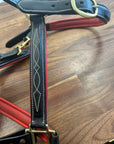 Fine Used Black With Red Padding Fancy Stitched Leather Halter - Full - Horse & Hound Tack Shop 