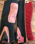 Synthetic Half Chaps - Black/Red - Horse & Hound Tack Shop 