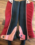 Synthetic Half Chaps - Black/Red - Horse & Hound Tack Shop 