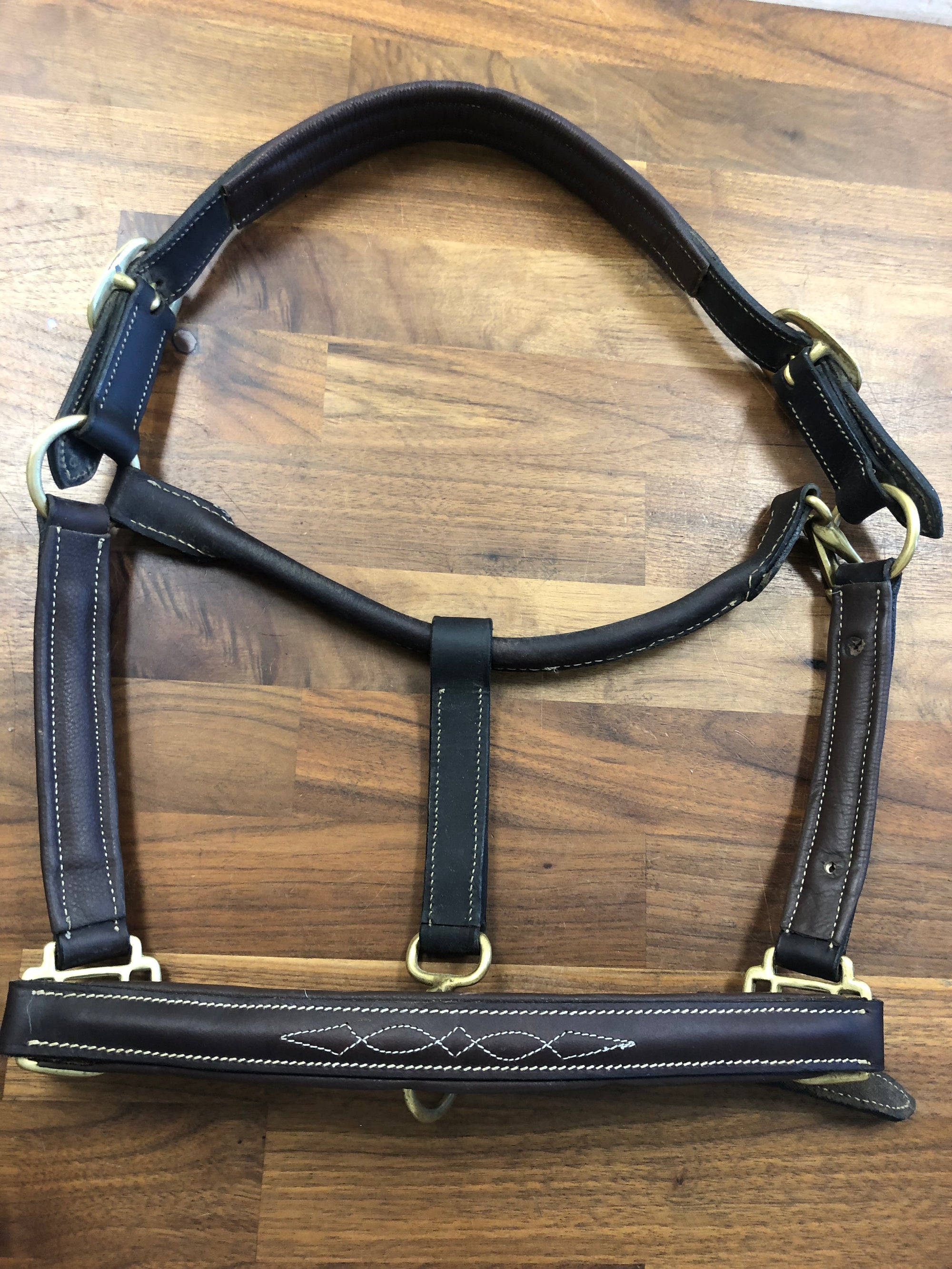 Fancy Stitched Leather Halter - Cob