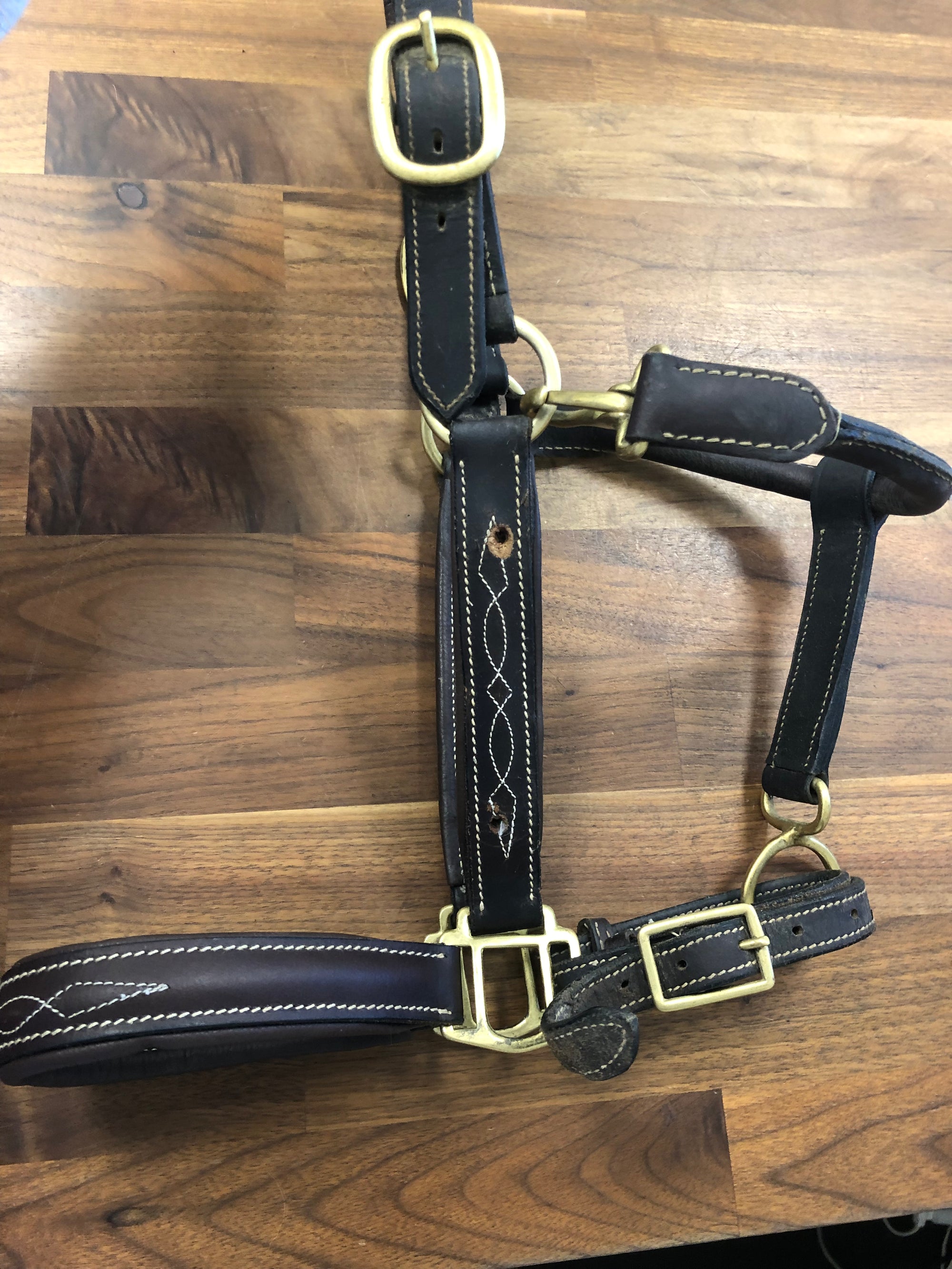Fancy Stitched Leather Halter - Cob