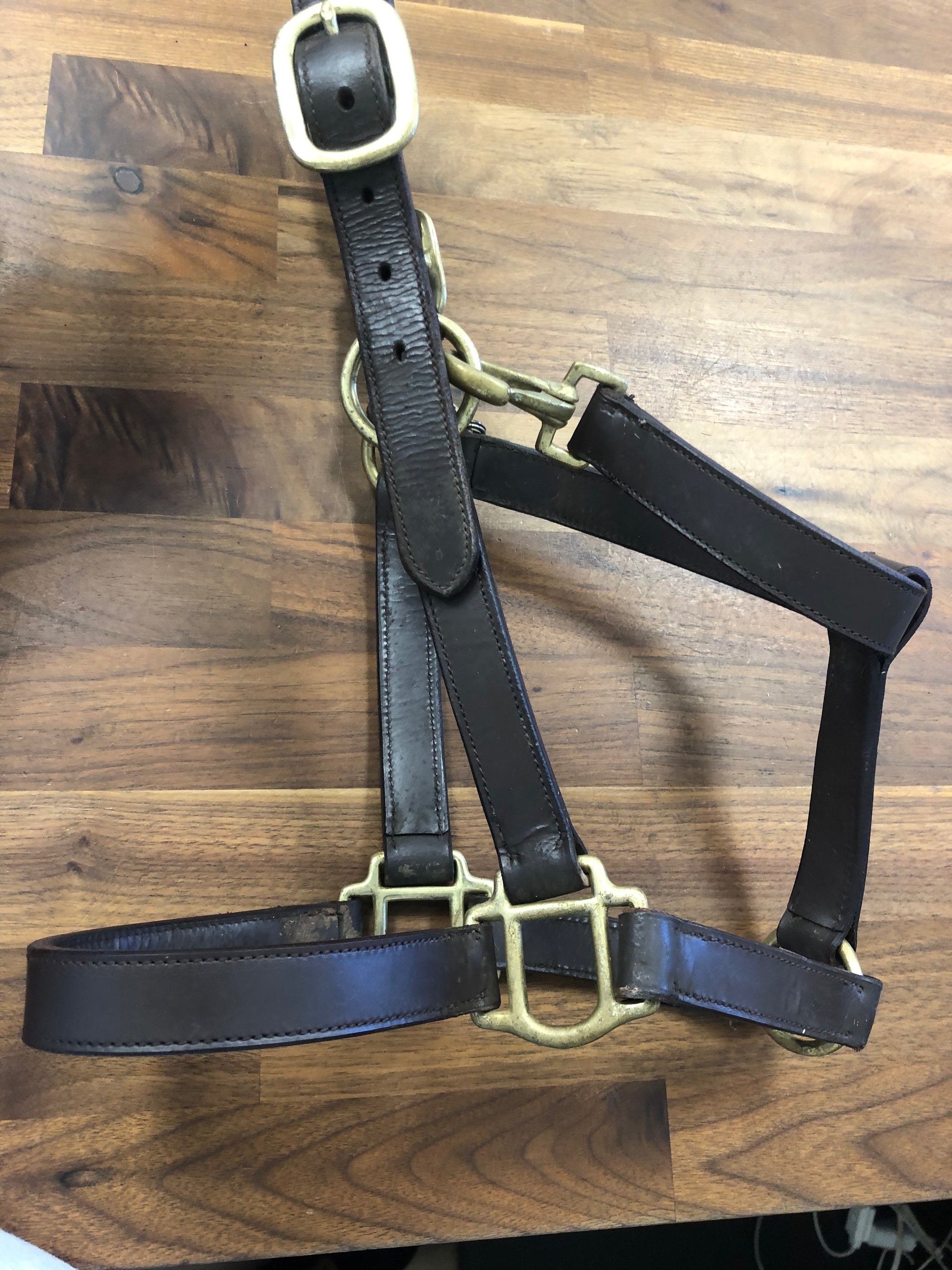 Plain Brown Leather Halter - Cob
