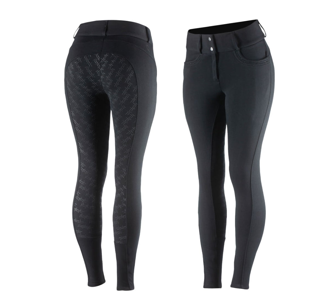 Horze Mia Womens Winter Riding Breeches Thermal Silicone Grip Full Seat,  Thermo, Fleece Lined, High Waist, Breathable, Front Pockets, Black :  : Fashion