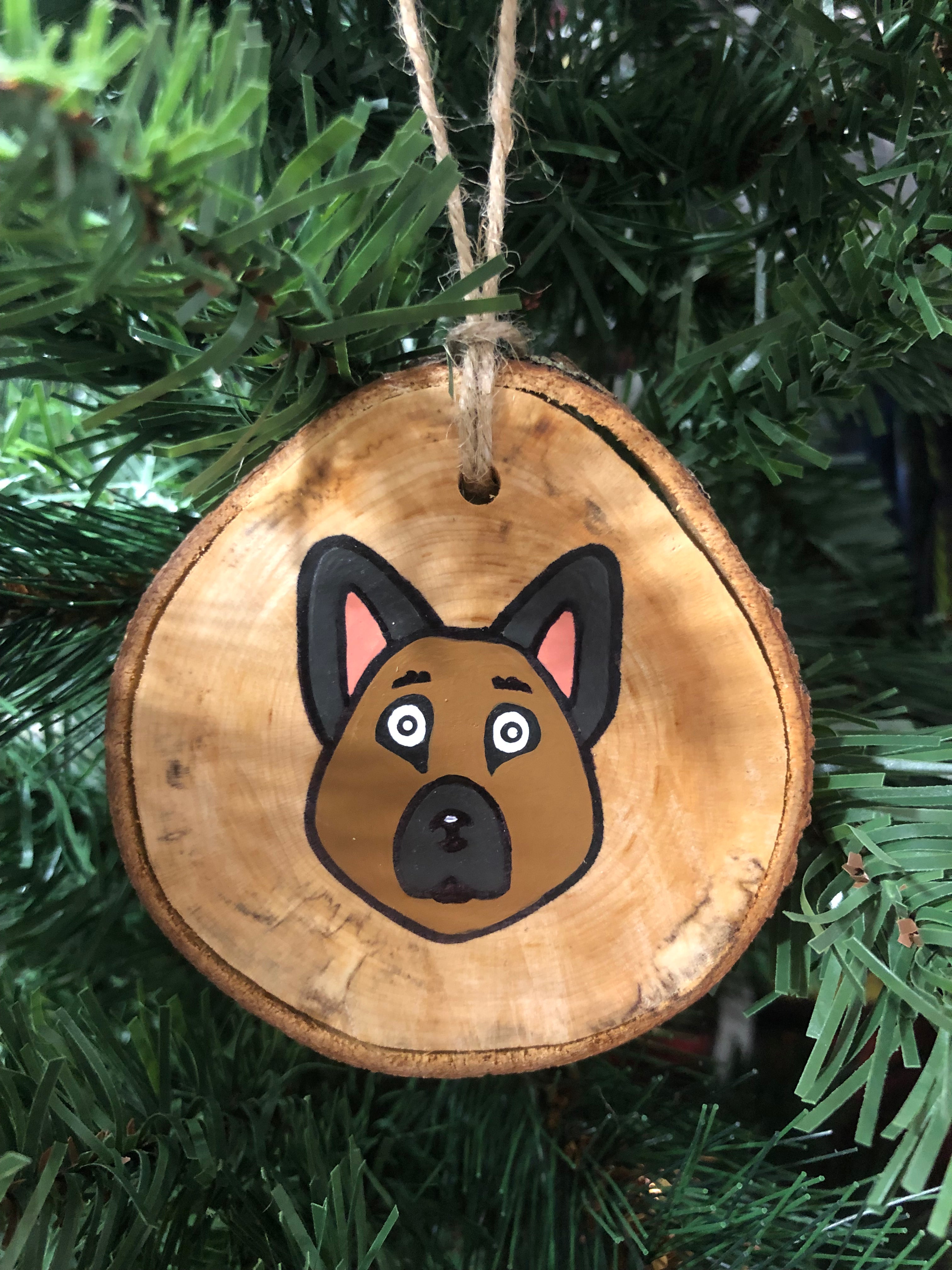Rustic Wooden Dog Ornaments